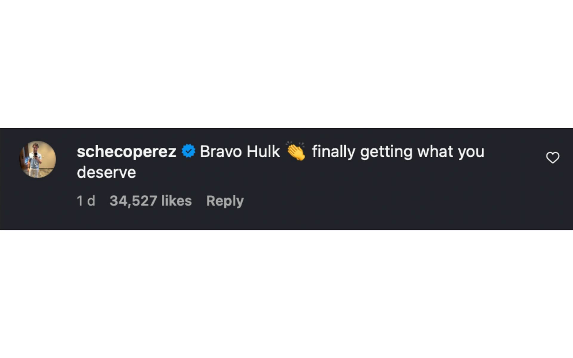 Sergio Perez's comment on Nico Hulkenberg's Instagram post | Source: Instagram